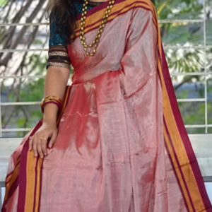 Peach Pink Handloom Saree