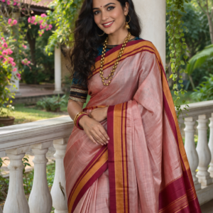 Peach Pink Handloom Saree