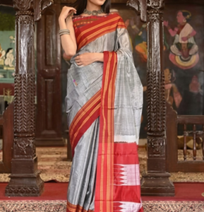 Silver Grace Handloom Saree by Veena Pujar